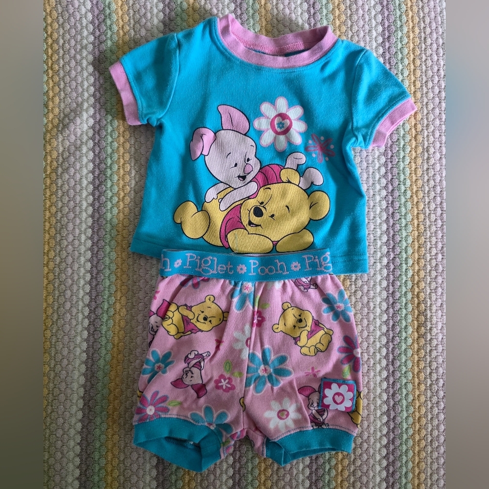 Disney Winnie the Pooh and Piglet Kids Pajamas - Blue and Pink